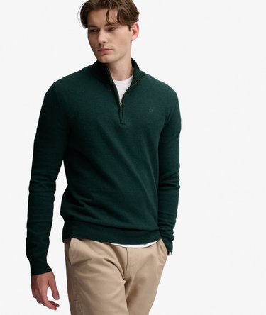 Essential Lightweight Wool Blend Half Zip Jumper Image 2