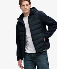Gesteppte Hybrid-Strickjacke mit Kapuze