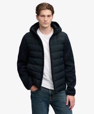 Gesteppte Hybrid-Strickjacke mit Kapuze