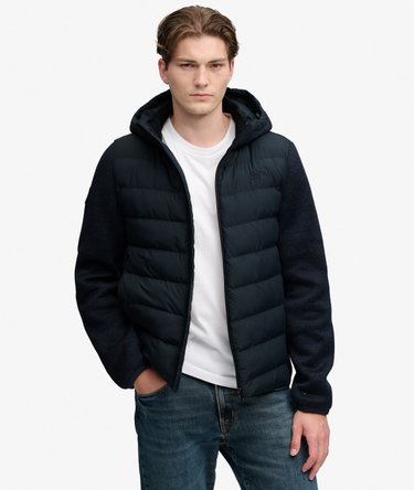 Gesteppte Hybrid-Strickjacke mit Kapuze Image 1