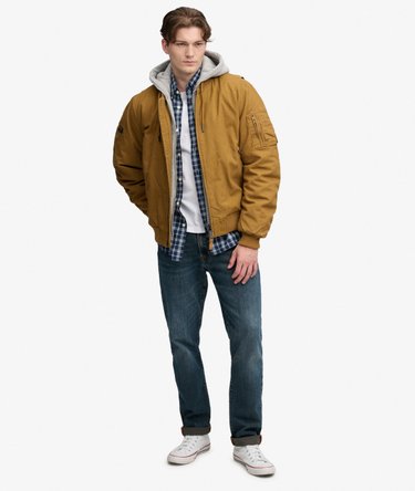 Hooded Canvas MA1 Bomber Jacket Image 3