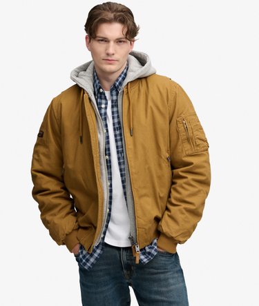 Hooded Canvas MA1 Bomber Jacket Image 1