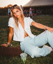 Lace Trim Tie Blouse