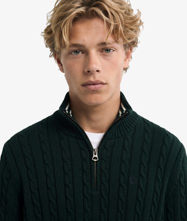 Pull Preppy Cotton Cable Half Zip coupe ajust&eacute;e Image 4
