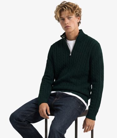 Pull Preppy Cotton Cable Half Zip coupe ajust&eacute;e Image 2