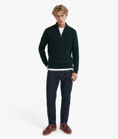 Pull Preppy Cotton Cable Half Zip coupe ajust&eacute;e Image 3