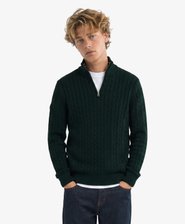 Preppy Cable Half Zip-genser Slim Passform