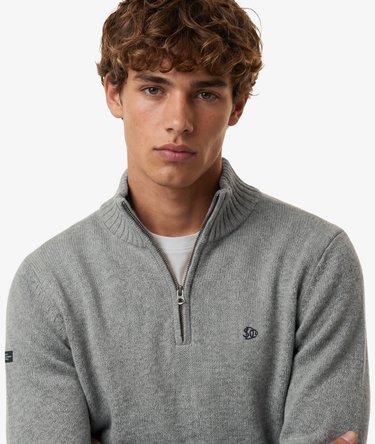 Cotton Half Zip Knit Jumper Image 4