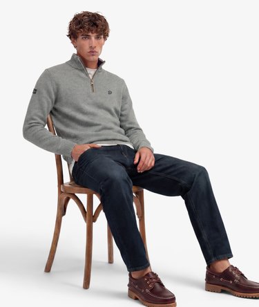 Cotton Half Zip Knit Jumper Image 2