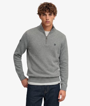 Cotton Half Zip Knit Jumper Image 1