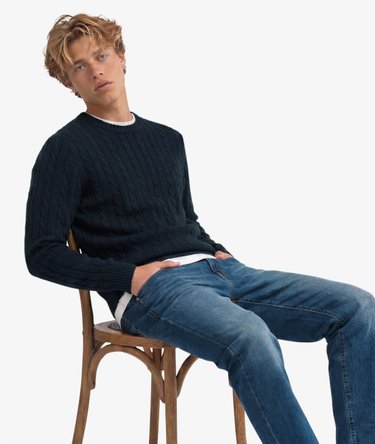 Cotton Cable Knit Crew Jumper Image 2