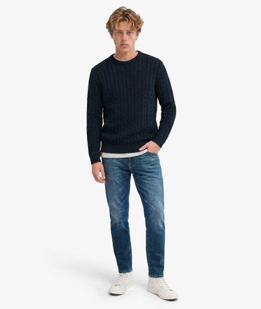 Cotton Cable Knit Crew Jumper Image 3