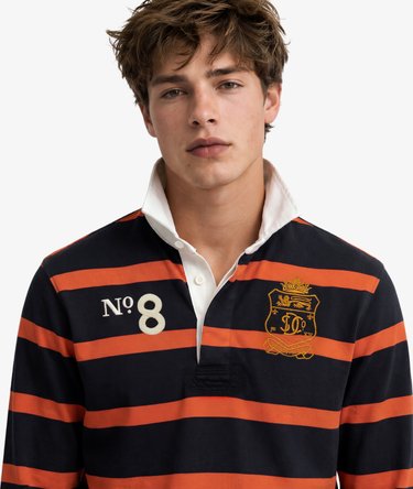 Double Emblem Stripe Rugby Top Image 4