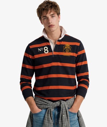 Double Emblem Stripe Rugby Top Image 1