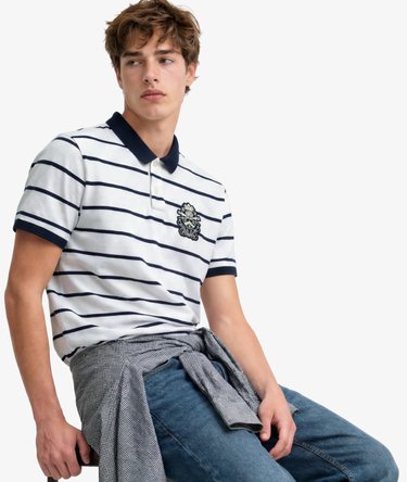 Crest Stripe Polo Shirt Image 1