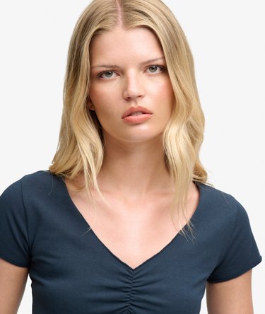T-shirt Crop con Scollo a V Vestibilit&agrave; Slim Image 4