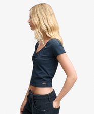 T-shirt Crop con Scollo a V Vestibilit&agrave; Slim