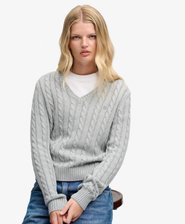 Washed V Neck Cable Jumper