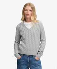 Washed V Neck Cable Jumper