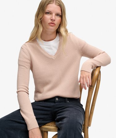 Washed V Neck Jumper Image 2