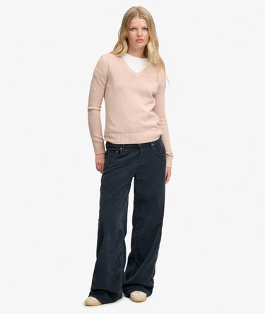 Washed V Neck Jumper Image 3