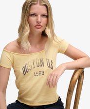Graphic Bardot Short Sleeve Top