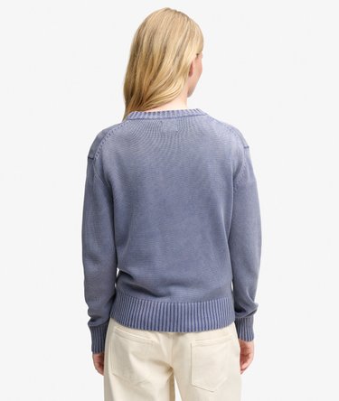 Classic Knitted Washed Crew Neck Jumper Image 5