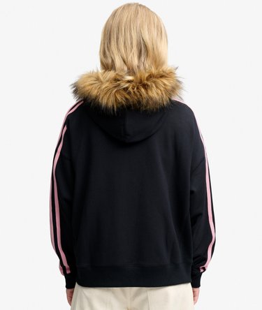 Felpa con zip Vintage Fur Applique vestibilit&agrave; oversize Image 5