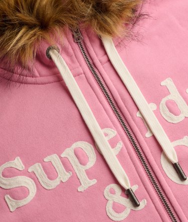 Sudadera con cremallera Vintage Fur Applique Corte Oversize Image 6
