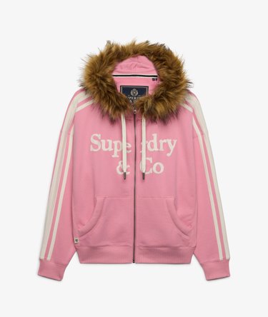 Sudadera con cremallera Vintage Fur Applique Corte Oversize Image 7