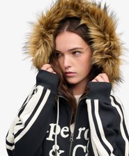 Vintage Fur Applique Zip Hoodie