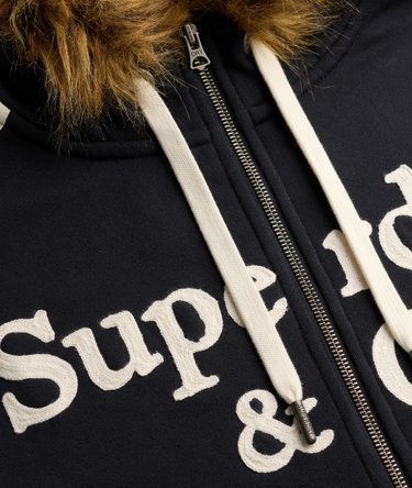 Vintage Fur Applique Zip Hoodie Image 6