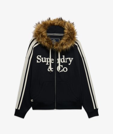 Vintage Fur Applique Zip Hoodie Image 7