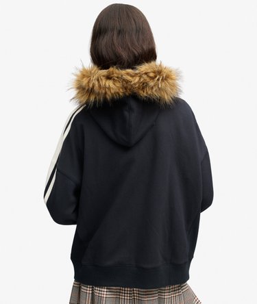 Vintage Fur Applique Zip Hoodie Image 5