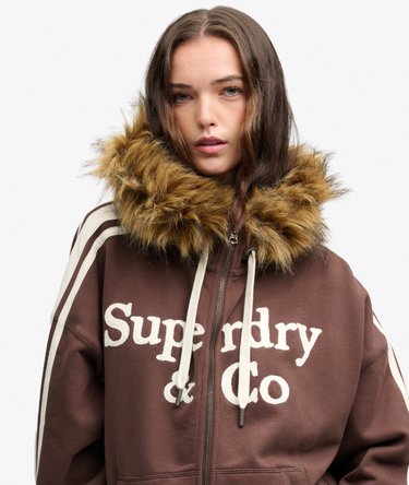 Vintage Fur Applique Zip Hoodie Image 4