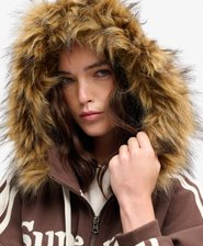 Vintage Fur Applique Zip Hoodie