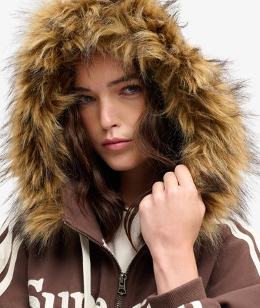 Vintage Fur Applique Zip Hoodie Image 2