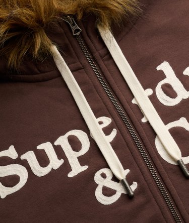 Vintage Fur Applique Zip Hoodie Image 6