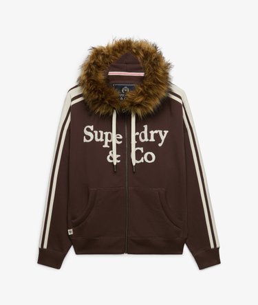 Vintage Fur Applique Zip Hoodie Image 7