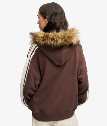 Vintage Fur Applique Zip Hoodie Image 5
