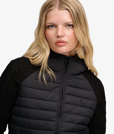 Hooded Cable Knit Hybrid Jacket Image 4
