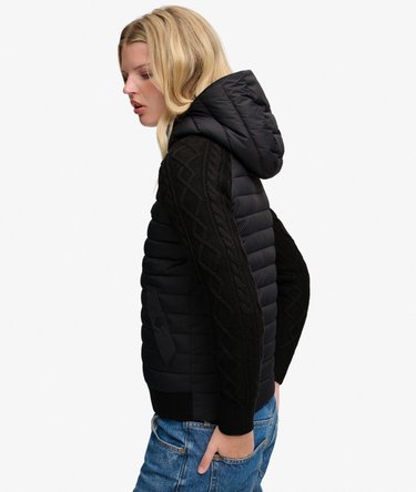 Hooded Cable Knit Hybrid Jacket Image 2