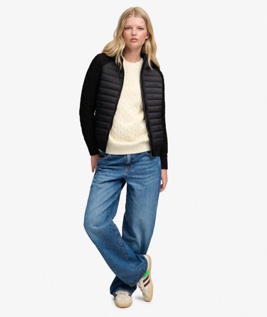 Hooded Cable Knit Hybrid Jacket Image 3