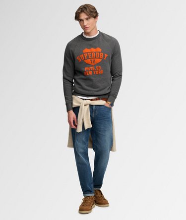Athletic Felt Applique Crew Neck Sweatshirt Image 3