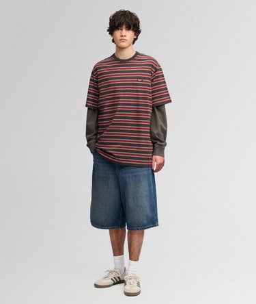 Stribet T-shirt i Oversized Pasform Image 3