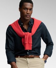 Chemise &agrave; manches longues en coton et lin