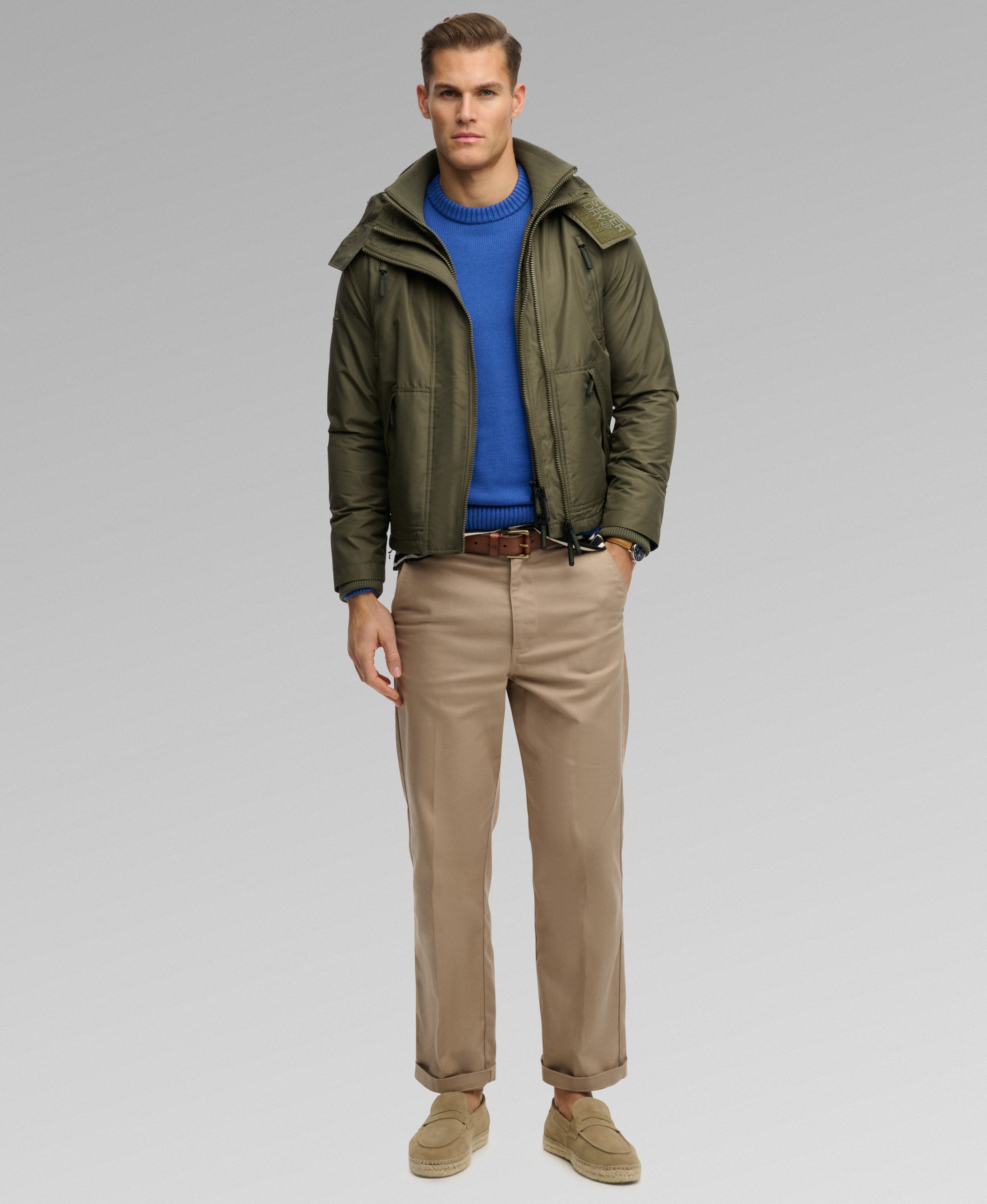 mens Hooded Arctic Windcheater Jacket in WASHED KHAKI | Superdry US