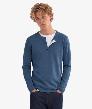 Slub-Henley-Shirt mit langen &Auml;rmeln Image 2