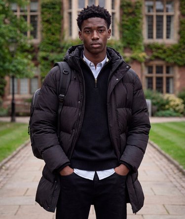 Hooded Sports Puffer Coat Image 1