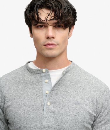 Mini Slub Waffle Long Sleeve Grandad Top Image 4